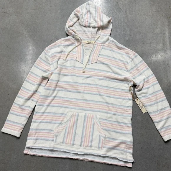 Ron Jon Striped Hoodie Sweater - White, Pink, Blue - Picture 1 of 3